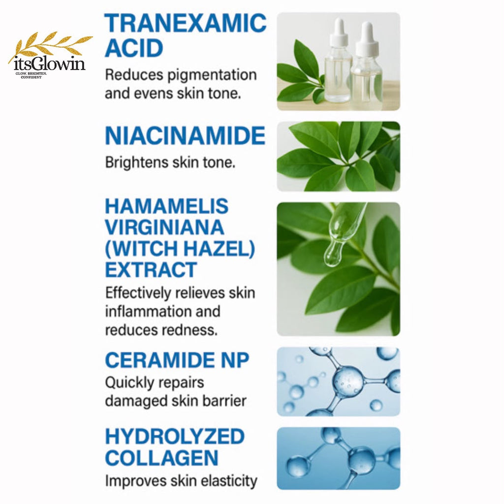 itsGlowin tranexamic acid cream for brightening and dark spots reduce freckles and blemishes